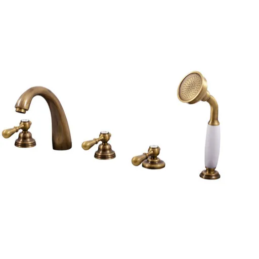 Vaňová batéria RAV Slezák MORAVA so sprchovacím setom stará mosadz MK476.0PSM