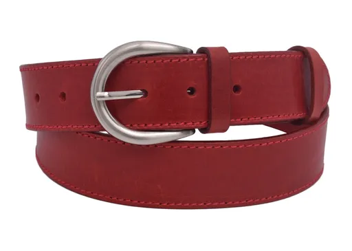 Kožený dámsky opasok 724-40-24 červený šitý pracka Angela