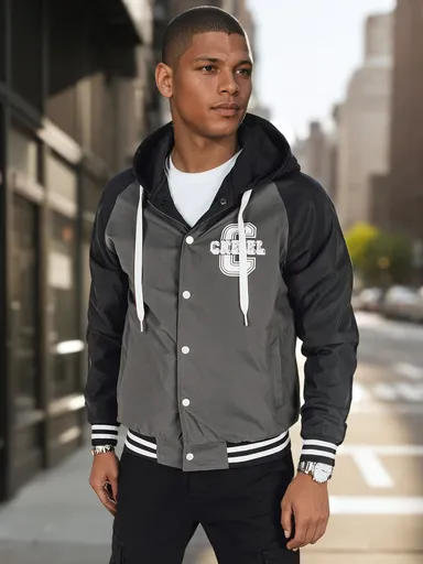 Pánska bomber bunda s kapucňou, šedá Dstreet TX5017