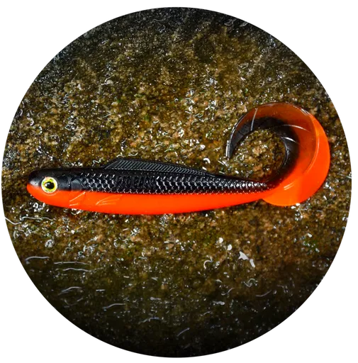 Redbass gumová nástraha twister kixter black/signal orange uv color - l 100 mm