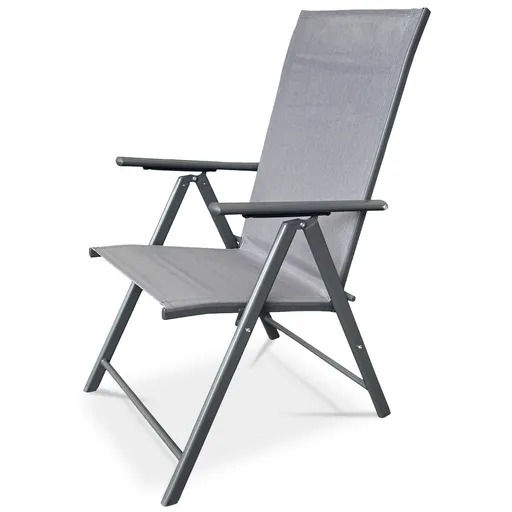 Autronic Záhradná stolička, kov, textil, sivá,AZC-S1 116 GREY