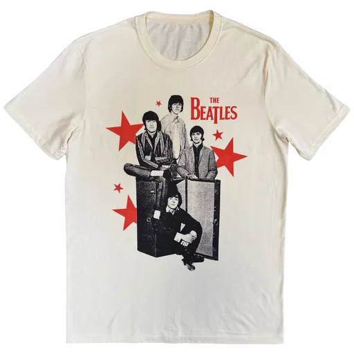 The Beatles tričko Red Stars Natural S
