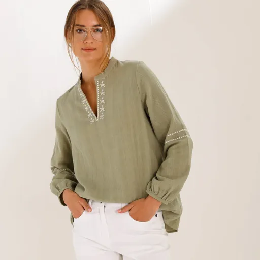 Bavlnená tunika s textúrou a výšivkou