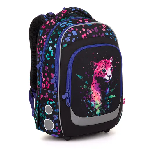Školská taška s neónovým leopardom Topgal LORI 25074