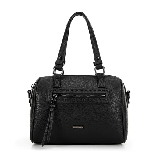 Torba kuferek z ekoskóry groszkowa czarna 99-4Y-709-1