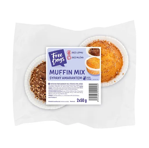 FREE DAYS Bezlepkový muffin mix sypaný amarantom 2 kusy