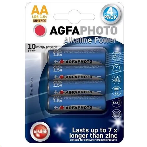 AgfaPhoto Power alkalická batéria LR06/AA, blister 4ks