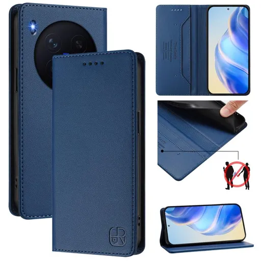 RINA Zaklápacie puzdro pre Vivo X300 Pro tmavomodré