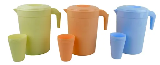 MAKRO - Džban plast 2,5l + 4 poháre rôzne farby
