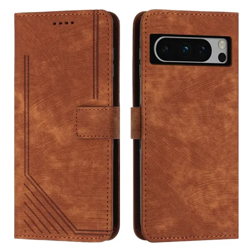 STRIPE Peňaženkové puzdro s remienkom Google Pixel 8 Pro hnedé