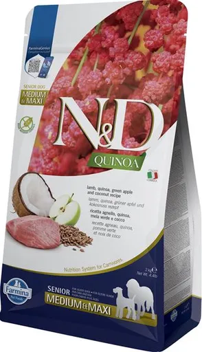 N&D dog Quinoa GF senior Medium & Maxi lamb green apple and coconut 2 kg