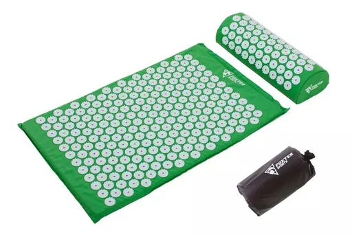 Akupresúrna PREMIUM podložka na cvičenie s vankúšikom 67x42x2 cm, Čierna