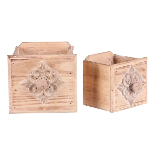 Súprava obalov na kvetináče Drevená zásuvka 2 ks, hnedá