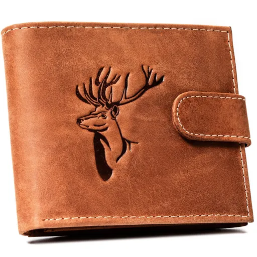 Veľká pánska peňaženka z nubukovej prírodnej kože v hnedej farbe so zapínaním na patentku - Always Wild