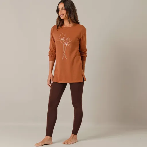 Moltonové pyžamo s legínami a potlačou kvetín