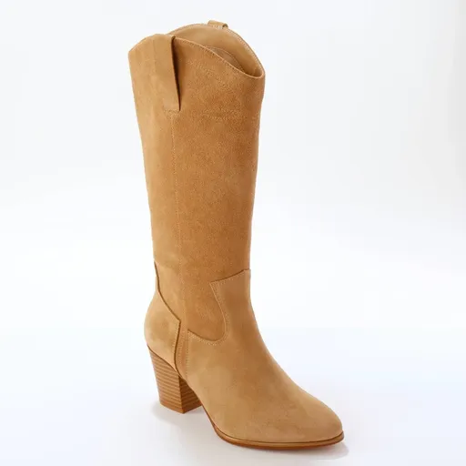 Kožené vysoké kovbojské čižmy na podpätku