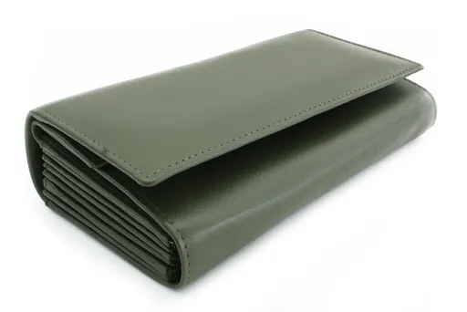 Tmavozelená kožená čašnícka peňaženka s klopovým vreckom na mince 515-2401A-57