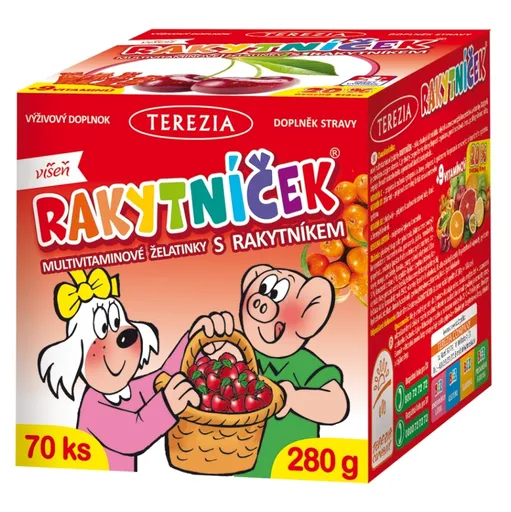TEREZIA Rakytníček multivitamínové želatínky s rakytníkom Višňa 70 kusov