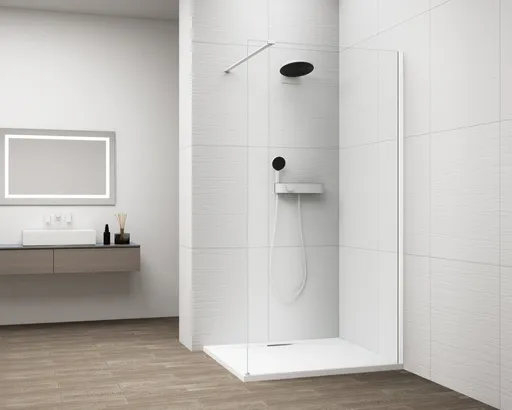 POLYSAN - ESCA WHITE MATT jednodielna sprchová zástena na inštaláciu k stene, číre sklo, 800  ES1080-03