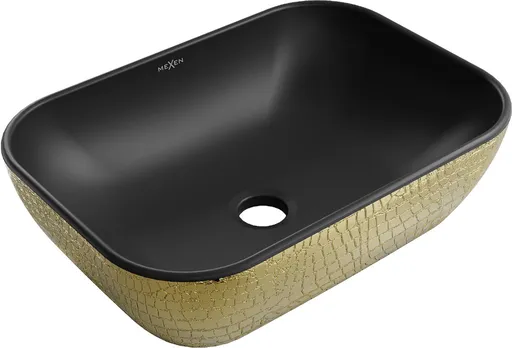 MEXEN - Rita umývadlo na dosku 45 x 32, čierna mat/zlatá vzor 21084578