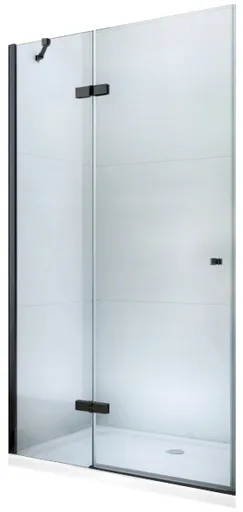 MEXEN - ROMA krídlové dvere 90x190 cm 6mm, čierne, transparent so stenovým profilom 854-090-000-70-00