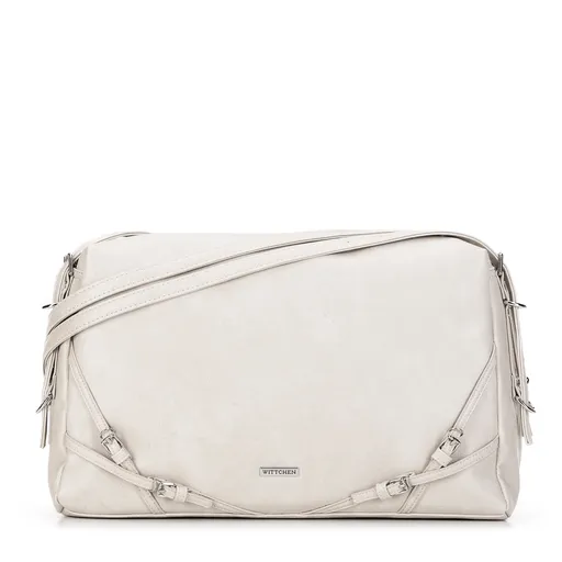 Dámska shopperka s ozdobnými pásikmi biela 99-4Y-419-0