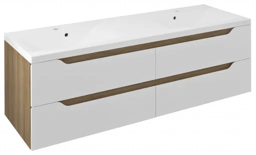 SAPHO - WAVE dvojumývadlová skrinka 149,7x50x47,8cm, biela/dub cuneo WA150-3025