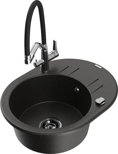 MEXEN/S MEXEN/S - Kevin granitový drez 1-miska vrátane batérie Duo, čierna/zlatá metalik 6517-75-671701-07-B