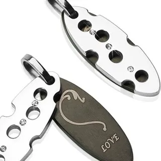 Prívesok z chirurgickej ocele s dvoma časťami - LOVE