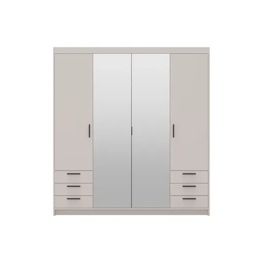 ArtLemp Šatníková skriňa ELLEN 4D6S so zrkadlom | pieskovo béžová