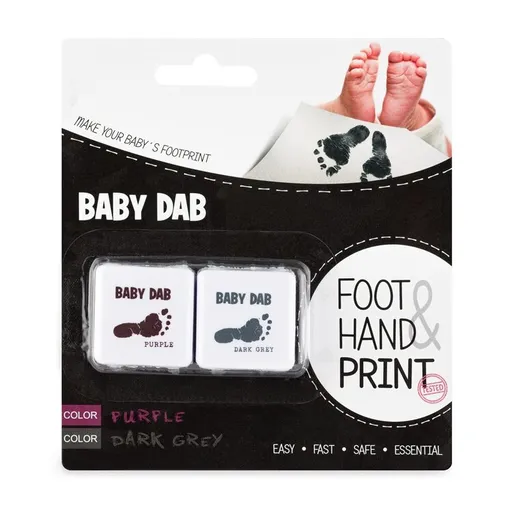 Farba na detské odtlačky 2ks fialová šedá,BABY DAB Farba na detské odtlačky 2 ks fialová, šedá