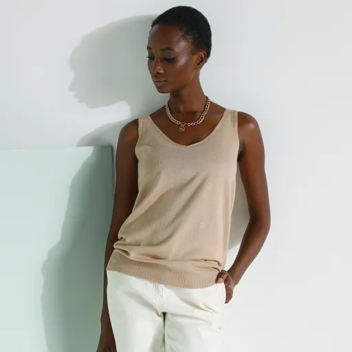 Úpletový top s výstrihom do V