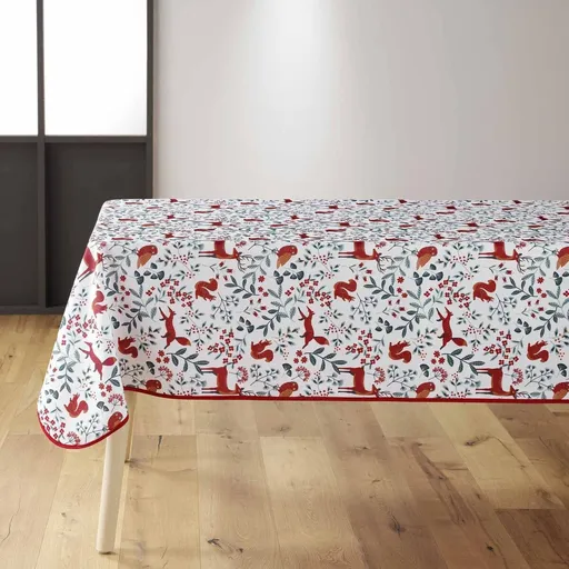 Obrus s lesným motívom a úpravou proti škvrnám