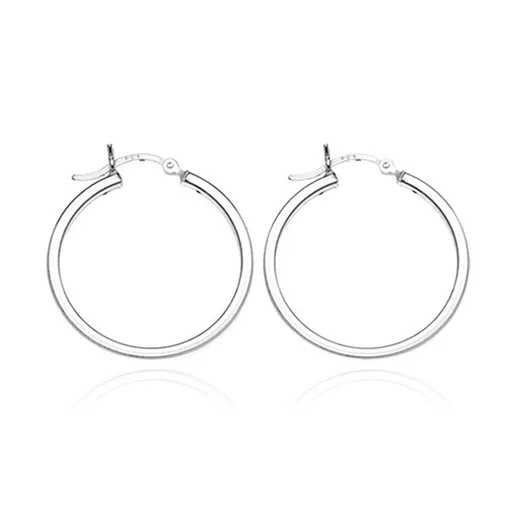 Okrúhle náušnice zo striebra 925 - štyri hladké hrany, 15 mm