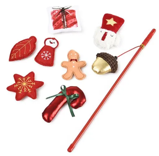 Duvo+ Vianočná darčeková krabička 8 hračiek s catnipom 40 x 6 cm