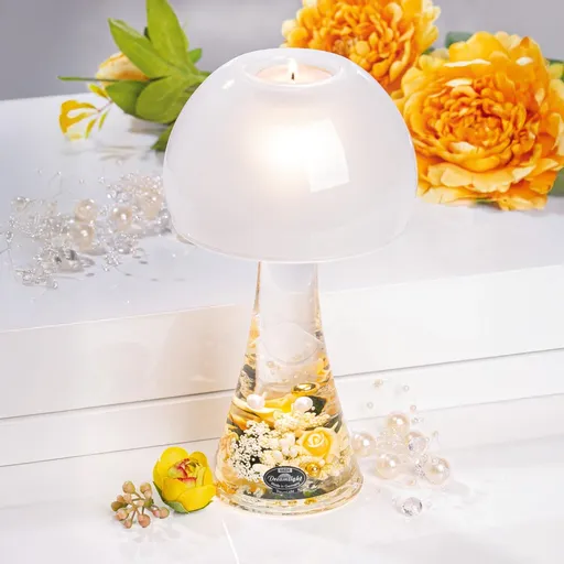 Gilde Skleněný svícen Dream - krémové květy