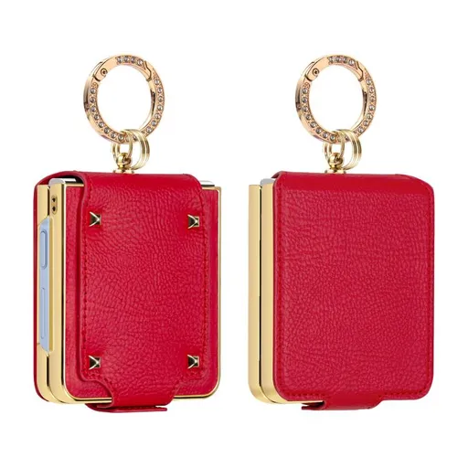 LEATHER Kryt s držiakom pre Samsung Galaxy Z Flip7 5G červený