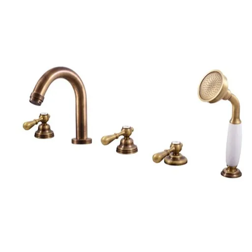 Vaňová batéria RAV Slezák MORAVA so sprchovacím setom stará mosadz MK462.5PSM