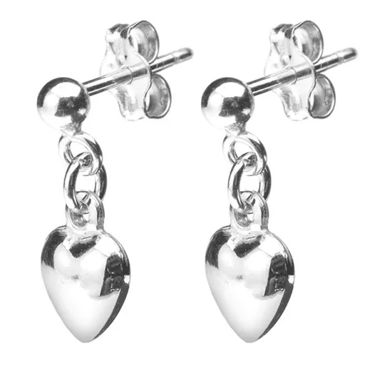 Strieborné puzetové náušnice 925 - visiace plné srdiečko