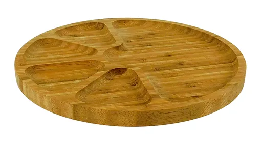 MAKRO - Podnos delený kruh 24,5x1,5cm, bambus