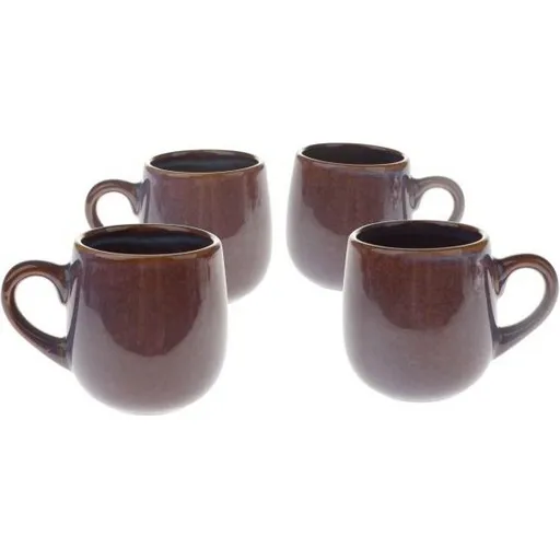 Súprava 4 keramických hrnčekov Warm 100 ml, tm. hnedá