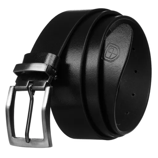 Pánsky kožený čierny opasok s klasickou prackou - Peterson