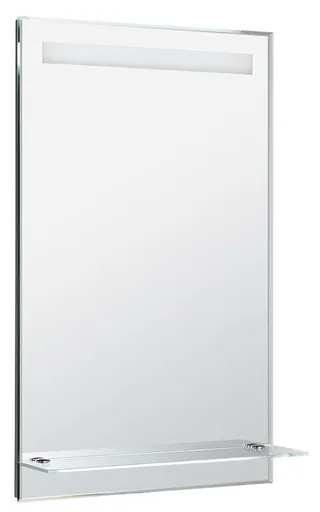 AQUALINE - Zrkadlo s LED osvetlením a policou 50x80cm, gombíkový vypínač ATH52