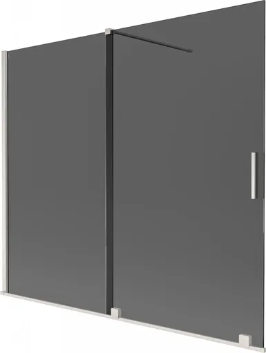 MEXEN/S - Velár dvojkrídlová posuvná vaňová zástena 180 x 150, grafit, nikel kartáčovaný 896-180-000-41-97