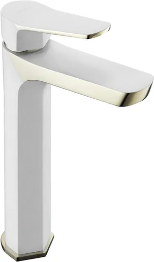 MEXEN - Vysoká umývadlová batéria Lerma, biela / zlato 74310-25