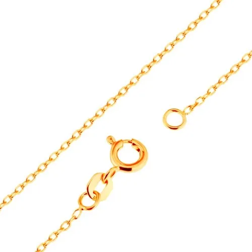 Retiazka v žltom 9K zlate - hladké oválne očká, vzor Rolo, 500 mm