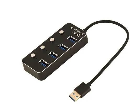 GEMBIRD húb, 4-port USB 3.1 (Gen 1) húb s vypínačmi