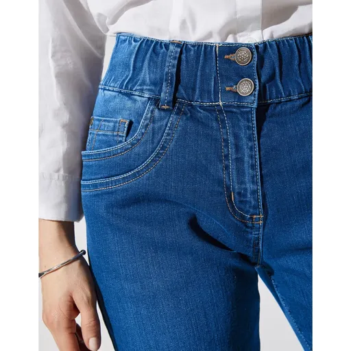 Džínsy mom s pružným pásom