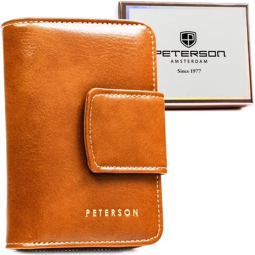 Elegantná hnedá dámska peňaženka z ekologickej kože s RFID ochranou – Peterson