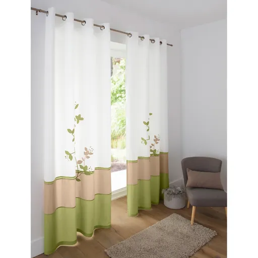 Voálová záclona s potlačou Orchidea, zakončená očkami